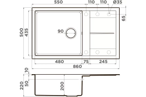 Мойка кухонная Omoikiri Sumi Artceramic/wind green (4997107) - 3