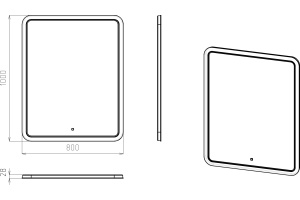 Зеркало STWORKI Монтре 80 с подсветкой, сенсор на зеркале, квадратное, белое, настенное - 3