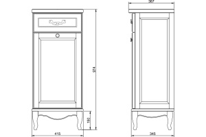 Тумба под раковину ValenHouse Лиора 41.5 см (L40_KDКХ) - 3