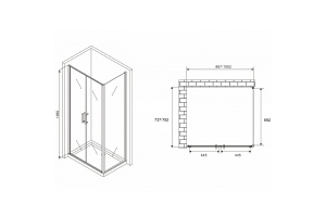 Душевой уголок Abber Sonnenstrand 100х75 черный стекло прозрачное - 2