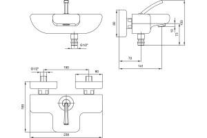 Смеситель E.C.A. Novita 104502447 для ванны с душем - 2