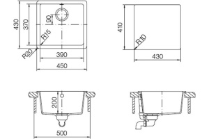 Мойка  Quadro 50  Cristalite альпина - 2