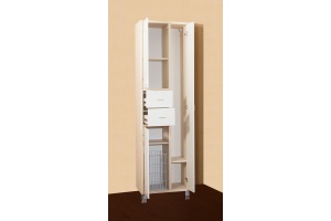 Шкаф-пенал Бриклаер Бали 57 светлая лиственница, белый глянец, с бельевой корзиной - 2