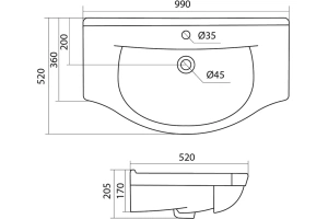 Мебельная раковина Stella Polar Эльбрус 100 белый - 2