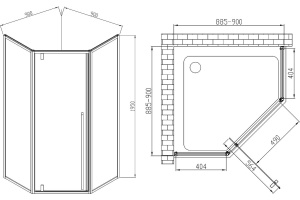 Душевой уголок Vincea Penta VSP-3P900CLB 90x90, профиль чёрный, стекло прозрачное - 3