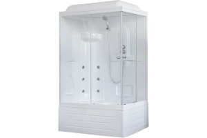 Душевая кабина Royal Bath BP 100х80 L с гидромассажем профиль белый стекло прозрачное