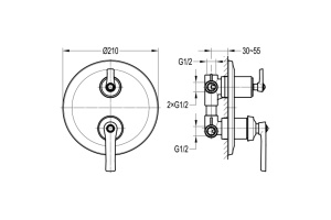 Swedbe Terracotta Art Смеситель встраиваемый подключение на 3 выхода 2518 - 2