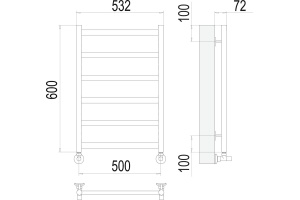 Водяной полотенцесушитель Terminus Аврора П6 500x600 Хром - 3