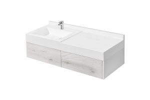 Тумба с раковиной Aquaton Сакура 100 белый-светлое дерево