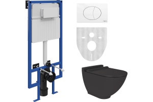 Комплект Унитаз подвесной STWORKI Rotenburg SWH52 безободковый + Система инсталляции для унитазов STWORKI 510162 + кнопка смыва