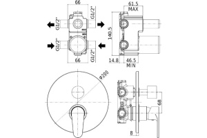 Смеситель Paffoni Green GR018CR С ВНУТРЕННЕЙ ЧАСТЬЮ, для ванны с душем - 2