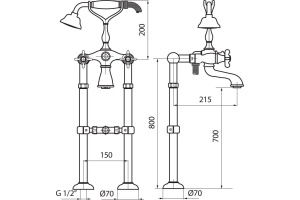 Смеситель Webert Ottocento OT720801015 напольный, хром - 2