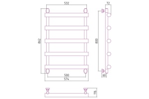 Полотенцесушитель водяной ДР АТЛАНТ 800х500 (Без покрытия) - 3