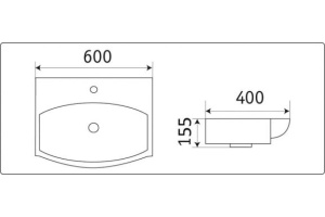 Раковина накладная Ceramalux N 60 белый (78014D) - 3