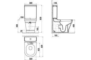 Чаша для унитаза-компакта Creavit Antik AN360 - 2