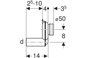 Сифон для писсуара, горизонтальный, d50 - 3