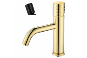 Смеситель для раковины Boheme Stick gold diamond black, черный, золото (121-GB)