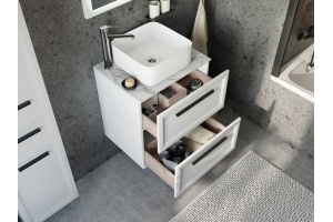 Тумба с раковиной STWORKI Эстерсунд 60 белая матовая, монте тиберио с отверстием под смеситель в столешнице - 3