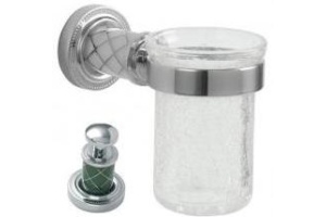 Стакан для зубных щеток настенный Boheme Murano хром с зеленым