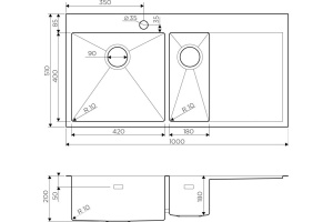Мойка кухонная Omoikiri Akisame 100-2-LG-L светлое золото - 2