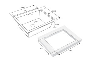 Мойка кухонная Paulmark Kante 60 серый матовый - 3