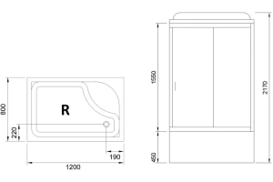 Душевая кабина Royal Bath 120x80 R стекло прозрачное профиль белый - 3