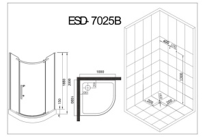 Душевой уголок Esbano 100х100 черный (ESUGD7025B) - 2