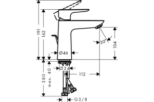 Смеситель Hansgrohe Talis E для раковины с донным клапаном 71710340 - 2