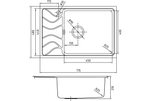 Мойка, нержавеющая сталь, шелк, чаша справа, 715*480, Reeva S, IDDIS, REE71SRi77 - 2