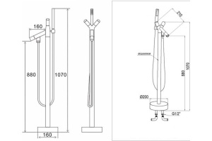 Смеситель Swedbe Spira 4009 напольный - 2