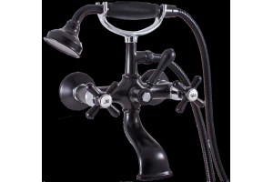 Смеситель для ванны с душем Rav Slezak Morava retro черный матовый - хром