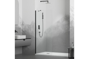 Душевая перегородка RGW Walk In 80х195 черная стекло прозрачное