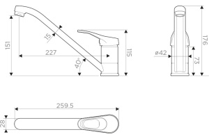 Смеситель Omoikiri Kado PA для кухонной мойки - 2