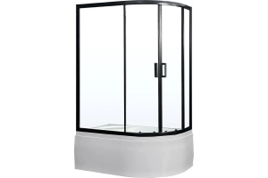 Душевой уголок Royal Bath ВК 120х80 L с поддоном профиль черный стекло прозрачное
