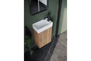 Тумба под раковину подвесная правая Sancos Mini 37 светлое дерево - 3