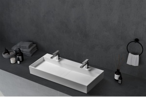 Раковина накладная ABBER Stein AS2642 двойная, белая матовая - 2