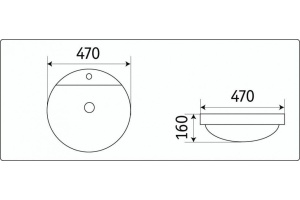 Раковина накладная CeramaLux N 47 см белый (7067A) - 2