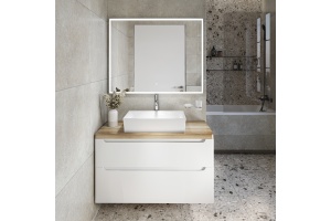 Тумба с раковиной STWORKI Берген 100 белая со светлой столешницей, раковина Bocchi Vessel 1172-061-0125 - 2