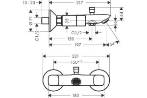 Смеситель Hansgrohe Logis 71243000 для ванны с душем - 2