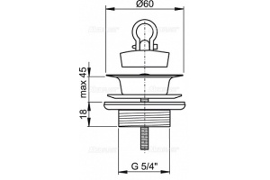 Донный клапан для раковины AlcaPlast A439 5/4 цельнометаллический - 2