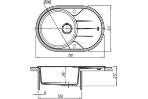 Мойка кухонная Florentina Лотос 780 черный - 2