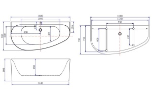 Ванна акриловая Allen Brau Priority R 160x78 белый - 2