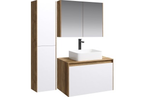 Тумба с раковиной Aqwella 5 stars Mobi 80 дуб балтийский, белая - 2