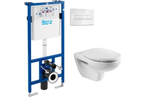 Комплект Система инсталляции для унитазов Roca DUPLO WC 890090020 + Чаша для унитаза подвесного Roca Victoria 34630300R + Кнопка смыва Roca PL1 Dual