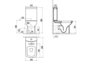 Чаша для унитаза-компакта Creavit Lara LR361.7 к стене, красная - 3