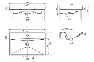 Раковина BelBagno Marino-Cer 70x45 белый (BB-0321-70-LVB) - 2