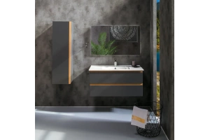 Шкаф-пенал Armadi Art Capolda 35 черный - светлое дерево - 2