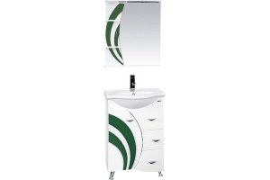 Тумба с раковиной Misty Каролина 60 3 ящика L зеленое стекло - 3