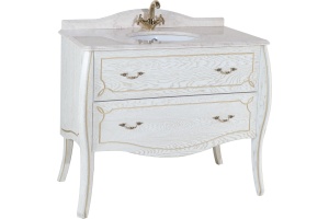 Тумба с раковиной Bellezza Грация Люкс 90 белая патина золото - 2