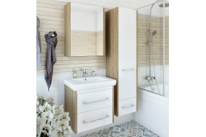 Тумба с раковиной Sanflor Ларго 2 60 вяз швейцарский, белая - 2